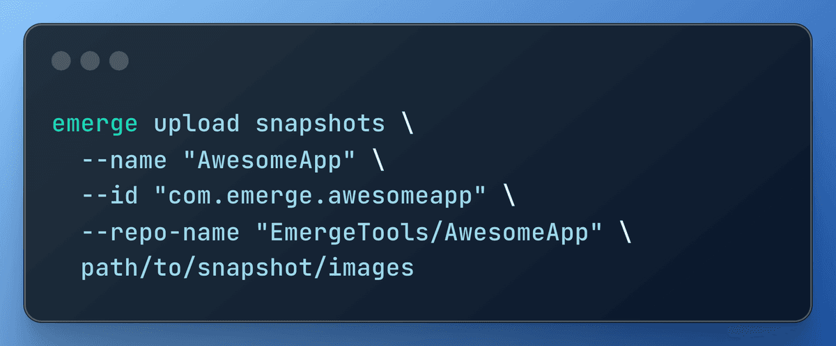 Snippet of CLI upload command