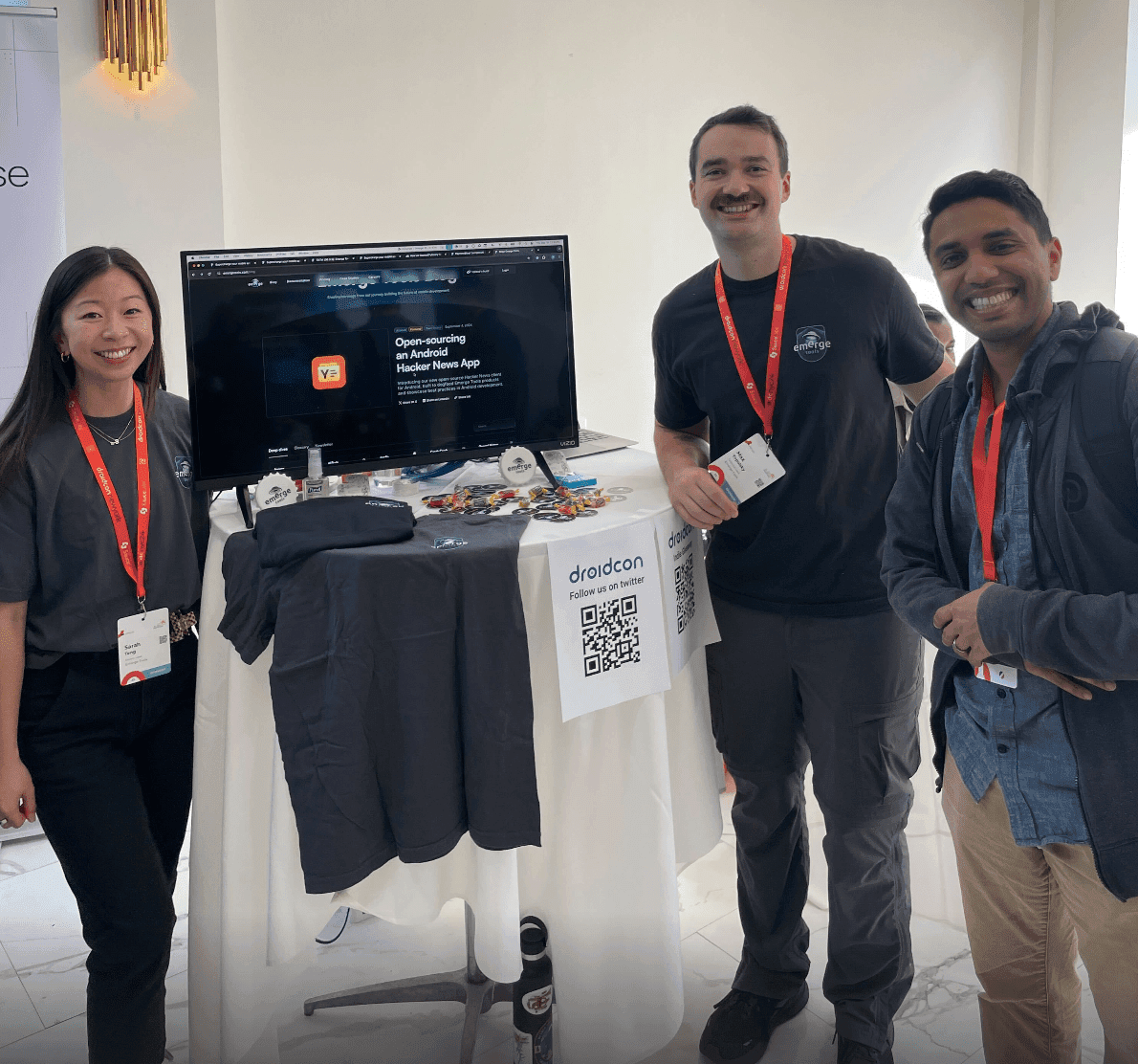 Photo of Sarah, Max, and Rikin at Droidcon NY 2024